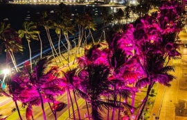 Cartões postais e viadutos de Maceió são iluminados em campanha contra o câncer de mama