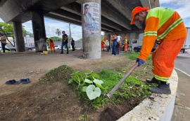 Área do viaduto de Jacarecica recebe ação conjunta de melhoria urbana