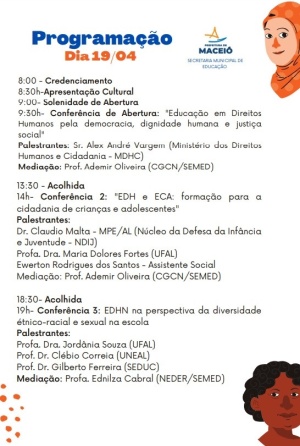 Programação completa do seminário. Arte: ascom/Semed