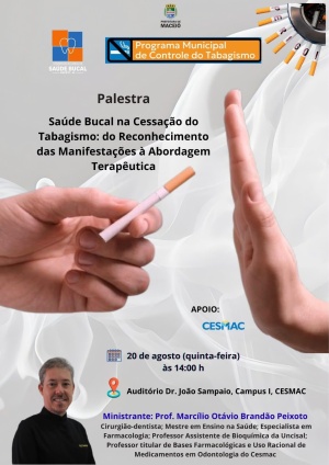 Convite para o evento que integrar as ações do Programa Municipal de Controle do Tabagismo