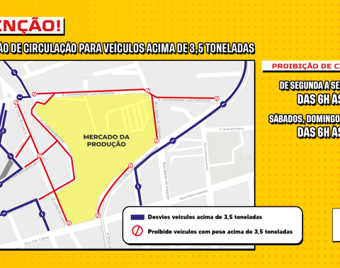 DMTT reordena circulação veículos pesados no entorno do Mercado da Produção