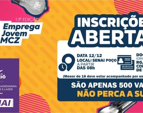 Prefeitura de Maceió abre inscrições para mais uma edição do Emprega Jovem