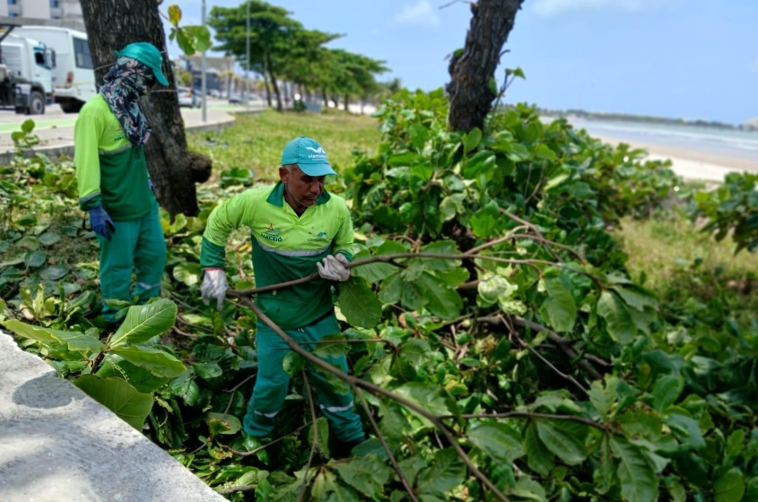 Trabalho garante segurança para frequentadores da área.Foto: Tháchyna Lorena/ Ascom Alurb