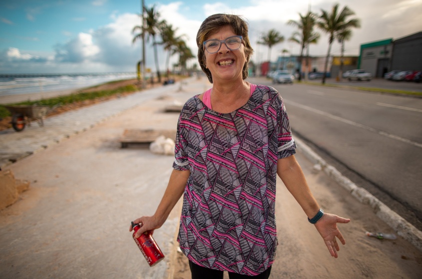 Roseli Beng comemorou o avanço das obras. Foto: Alisson Frazão/Secom Maceió