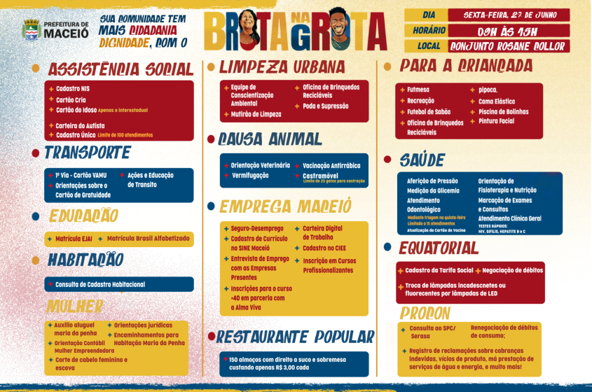Serviços que serão oferecidos no evento