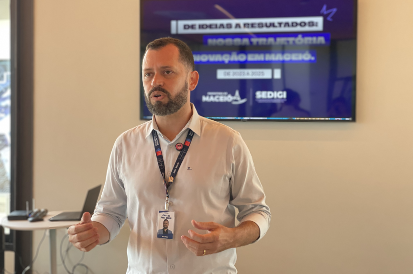O gerente do Senai Poço, Welton Barbosa, destacou parceria entre a Prefeitura de Maceió e o Sistema S. Foto: Winicius Correia/Ascom Sedigi