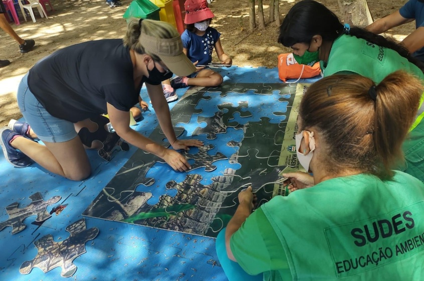 Atividades lúdicas ensinaram aos visitantes como preservar o meio ambiente. Foto: Ascom Sudes