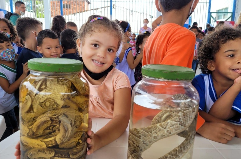 Diversos animais do museu do Parque foram expostos para as crianças. Foto: Ascom Sudes