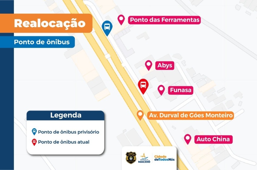 Parada de ônibus será modificada na sexta-feira (14). Arte: Ascom SMTT