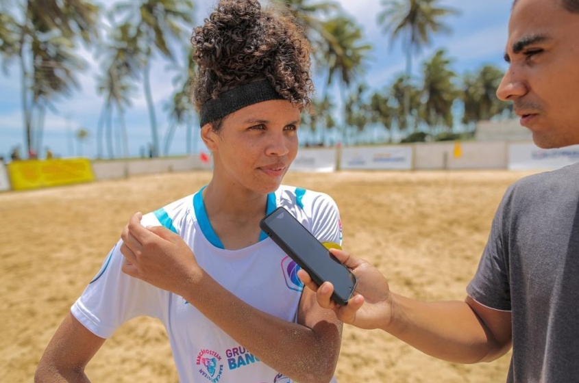 Edivânia Lima foi uma das destaques Acauã Futebol Clube ao longo da competição e na finalíssima. Ela já defendeu a seleção brasileira da modalidade. Foto: Alisson Frazão / Secom Maceió