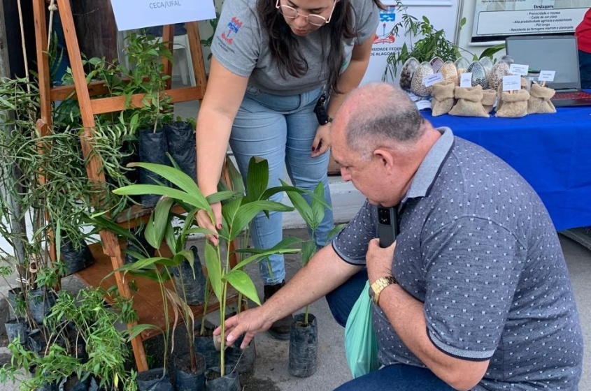 Frequentadores da exposição receberam mudas de plantas nativas. Foto: Alexandre Vieira/Ascom Alurb