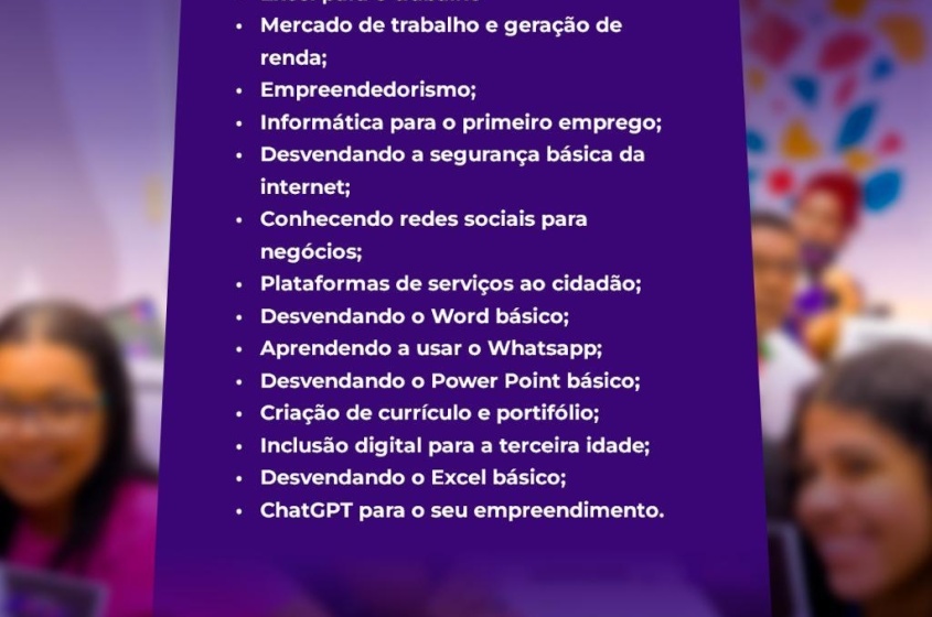 Cursos ofertados pelo Tech Massa no Brota na Grota.