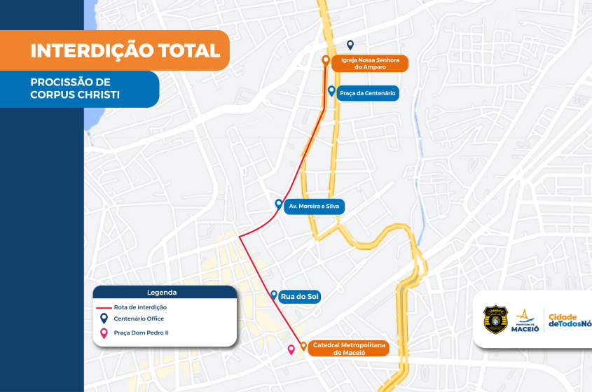 Mapa da rota da Procissão