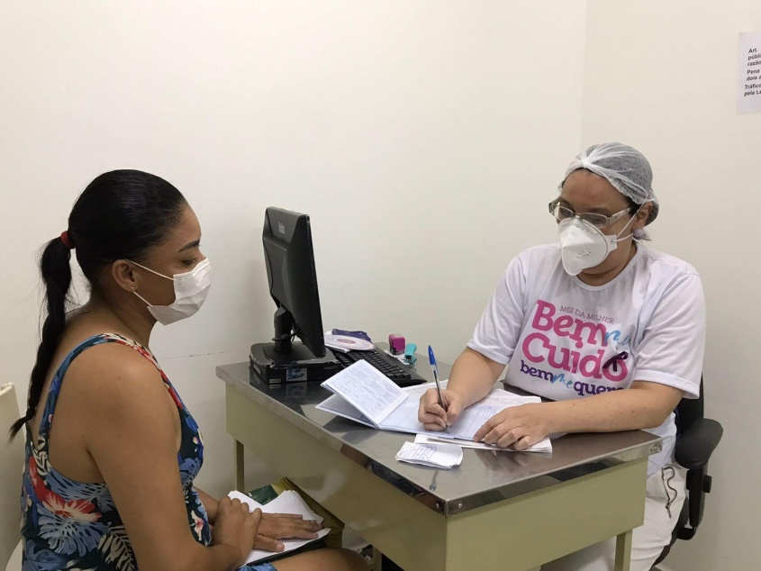 Ação alusiva a campanha Março Lilás. Foto: Ascom SMS