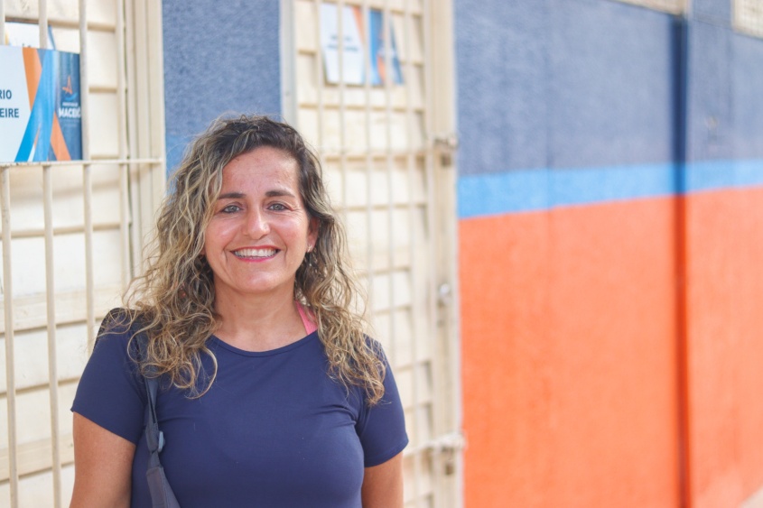 Diretora escolar, Rosângela Lopes, destacou interação entre participantes. Foto: Luan Oliveira (estagiário)/Ascom Semed