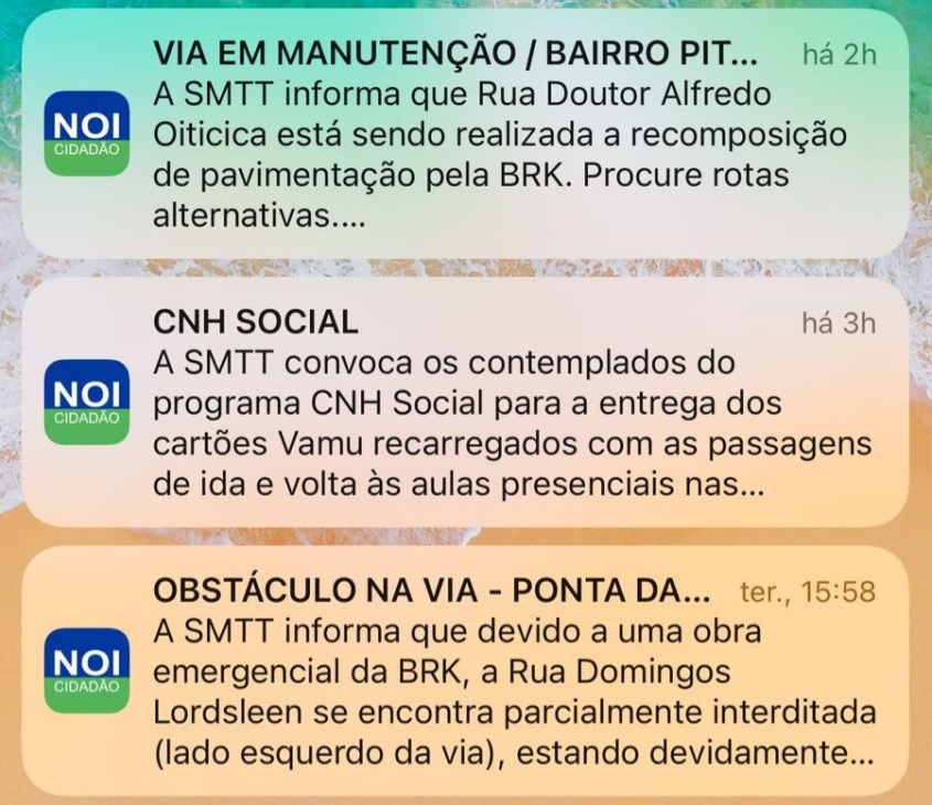 Notificações mantém usuários informados em tempo real sobre o trânsito na cidade. Foto: Ascom SMTT.