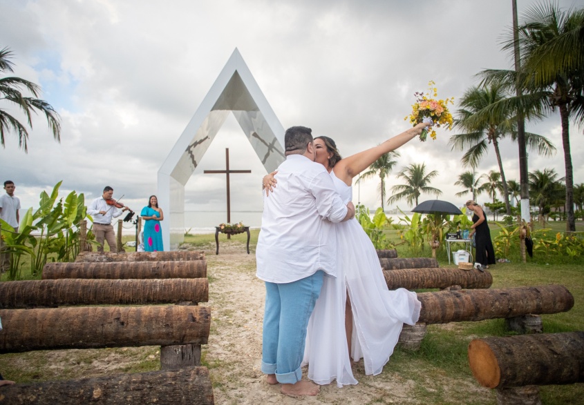 Casal do interior de São Paulo veio casar na Capelinha de Jaraguá, em março deste ano. Foto Célio Júnior/Arquivo Secom Maceió
