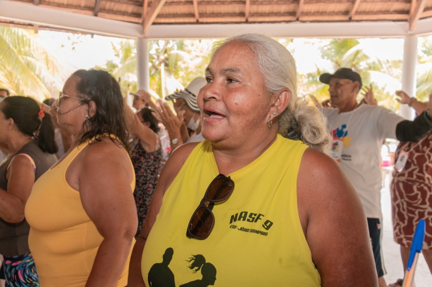 A usuária Maria Damiana destacou a importância de participar de atividades que promovem a saúde. Foto: Victor Vercant/Ascom SMS