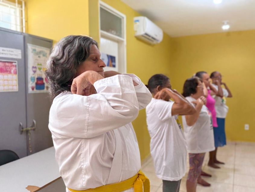 As aulas de Karatê adaptado acontecem todas as terças e quintas, no Cras Cacilda Sampaio, no Vergel. Foto: Clara Vieira/Ascom Semdes