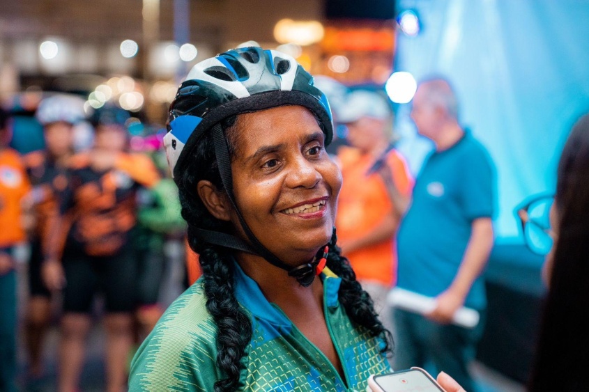 Maria Lúcia destaca a importância do ciclismo para a saúde. Foto: Edvan Ferreira/ Secom Maceió