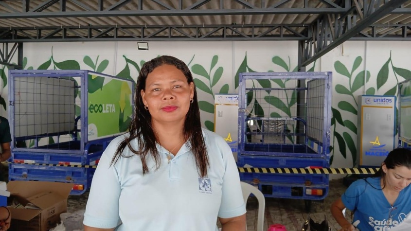 Edneide Alves é presidente da Coopmundaú.  Foto: Tháchyna Lorena (estagiária)/Ascom Alurb