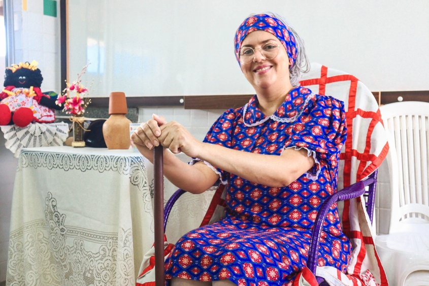 Contação de histórias com a Servidora da Semed, Kátia Regina. Foto: Pedro Farias/Ascom Semed