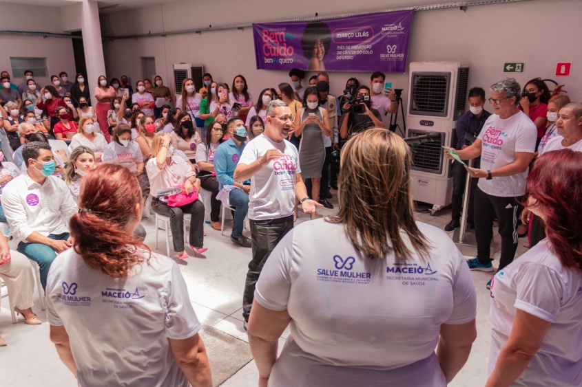 Campanha do Março Lilás na SMS. Foto: Victor Vercant/Ascom SMS