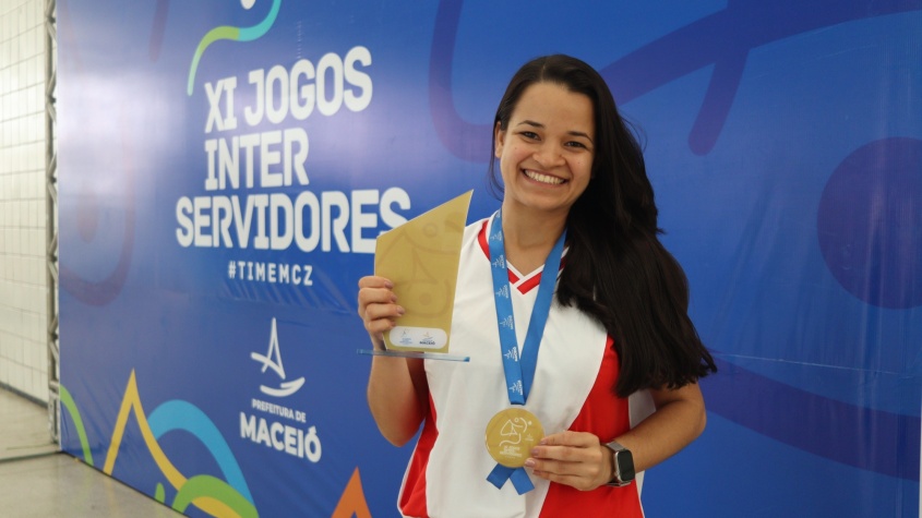 Laíse marcou o gol da vitória na modalidade futsal. Foto: Daniel Marinho/Ascom Semed