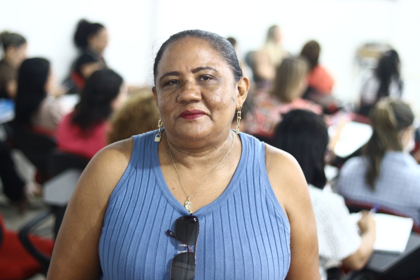 Educadora reforçou a importância de formações como essa. Foto: Pedro Farias/Ascom Semed