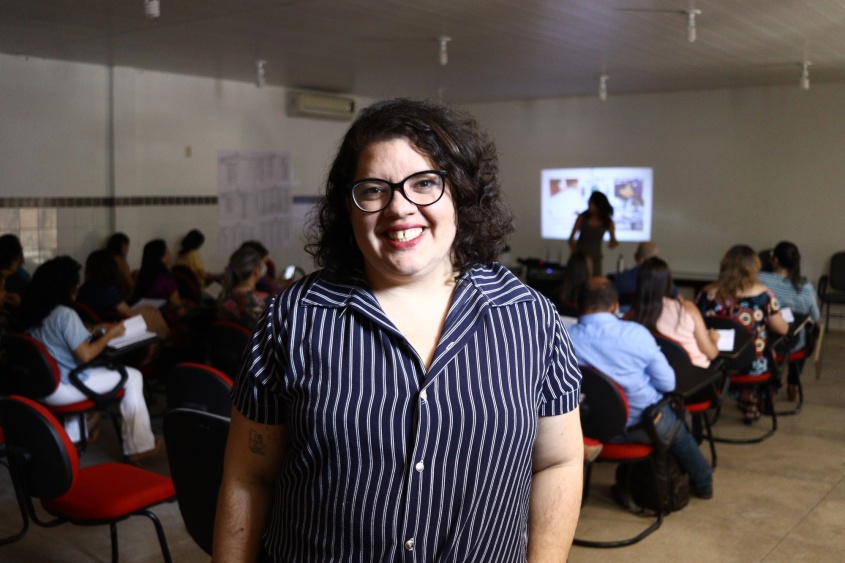 Walkiria Souza ressaltou trabalho em conjunto de psicólogos e professores. Foto: Pedro Farias/Ascom Semed