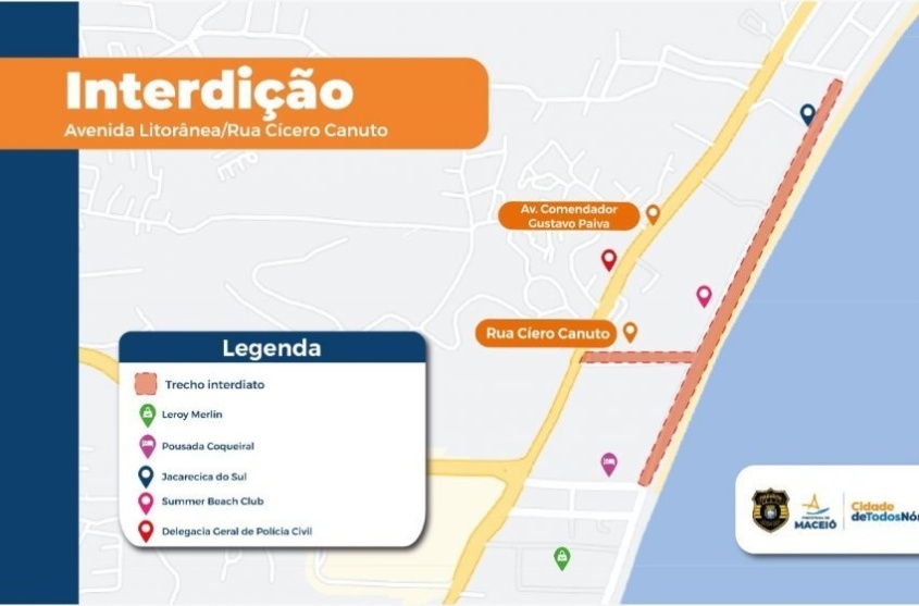 Confira a interdição que ocorrerá em Jacarecica