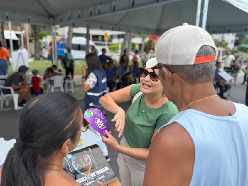 Programação contorno com divulgação dos programas do governo federal e apresentações culturais. Foto: Clara Vieira/Ascom Semdes