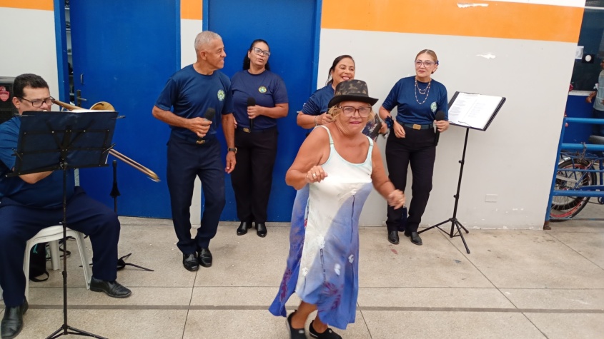 Banda da Guarda Municipal animou usuários. Foto: Ascom Semdes