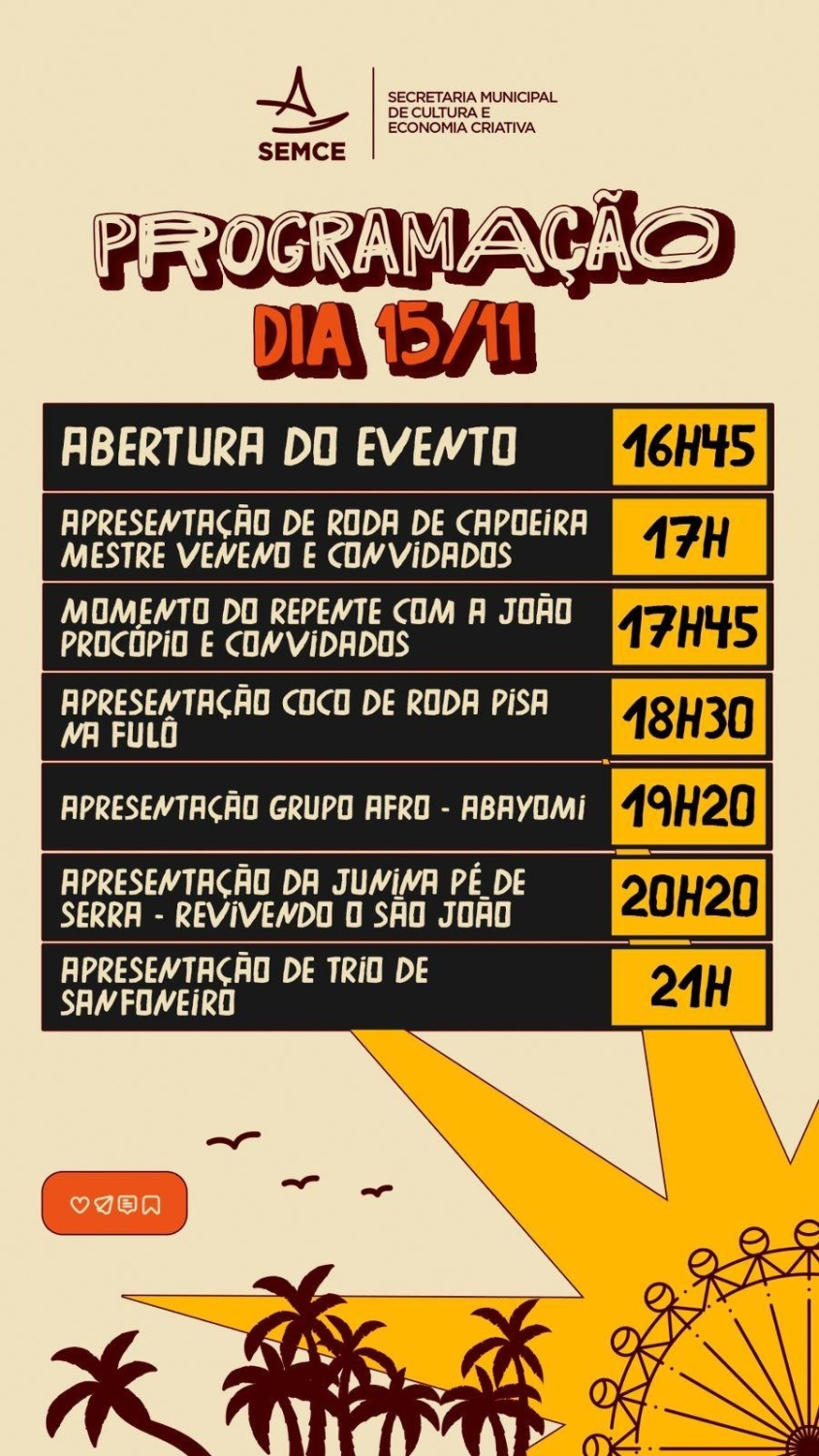 Programação do 1º dia de evento. Foto: Ascom Semce