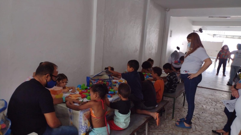 Crianças que acompanharam as mães também participaram de atividades lúdicas. Foto: Cras Área Lagunar