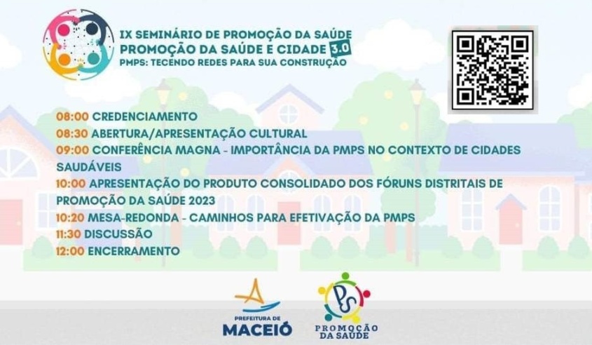 Programação do Seminário. Ilustração: Coordenação de Promoção e Educação em Saúde