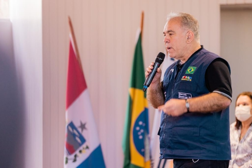 Ministro da Saúde, Marcelo Queiroga, aproveitou o momento de fala para destacar a prioridade que Maceió deu à vacinação contra a Covid-19. Foto: Edvan Ferreira / Secom Maceió
