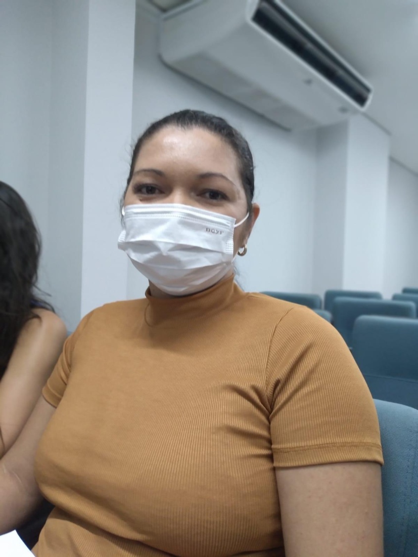 Maria Elenice demonstrou satisfação em participar da capacitação. Foto: Ascom SMS