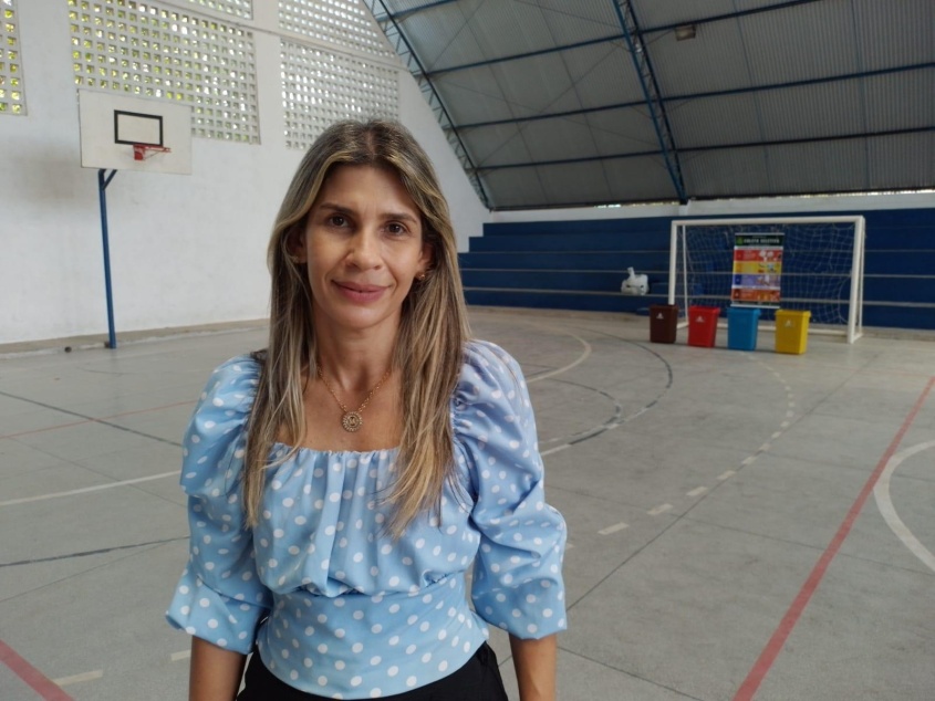 Diretora escolar, Mariluce Melo, ressaltou participação das crianças. Foto: Jamerson Soares (estagiário)/Ascom Semed