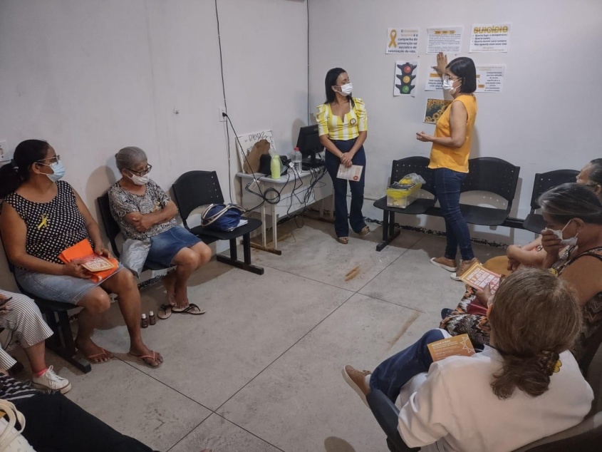 Roda de conversa sobre o Setembro Amarelo com profissionais do Caps Dr. Sadi Carvalho. Foto: Caps Dr. Sadi Carvalho