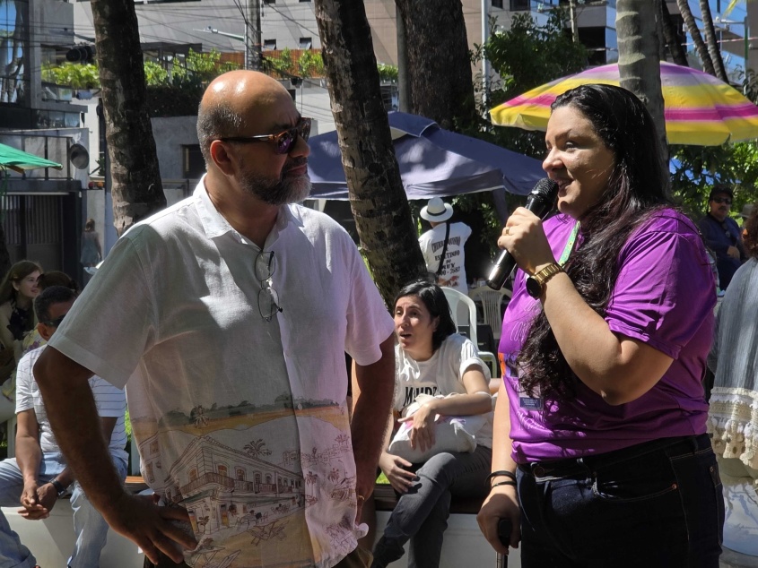 Priscila e Marcos destacaram a importância de eventos como esse para sensibilizar a sociedade. Foto: Beto Macário / Secom Maceió