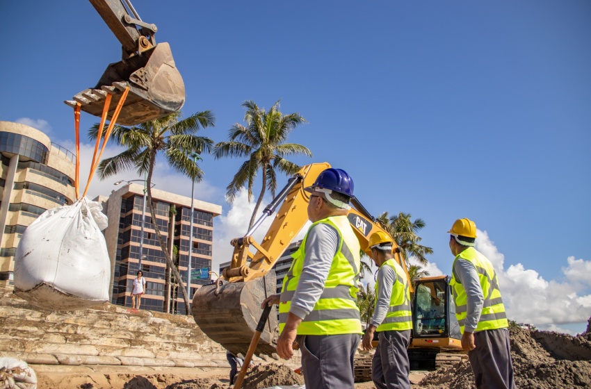 Interdição na Orla Marítima acontece para obras de contenção da maré