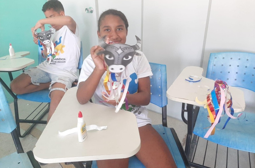 Crianças do Cras Área Lagunar participam de oficina de Bumba Meu Boi