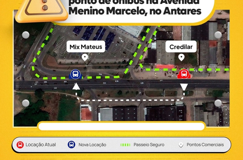 Ponto de ônibus será alterado na Avenida Menino Marcelo, no Antares