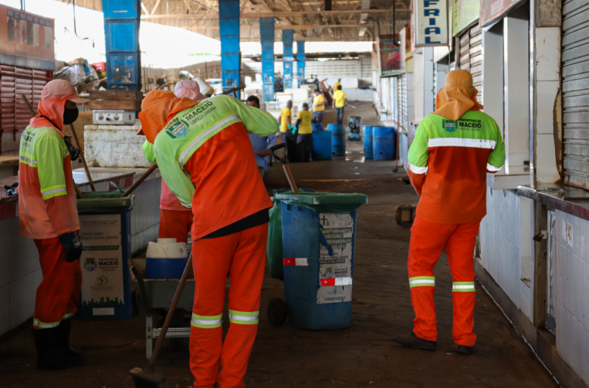 Mercado da Produção recebe mutirão e passa por desinfecção e limpeza