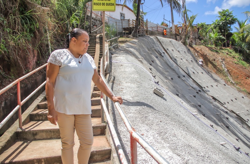 Moradores comemoram andamento das obras de contenção de encostas e relatam sentimento de segurança