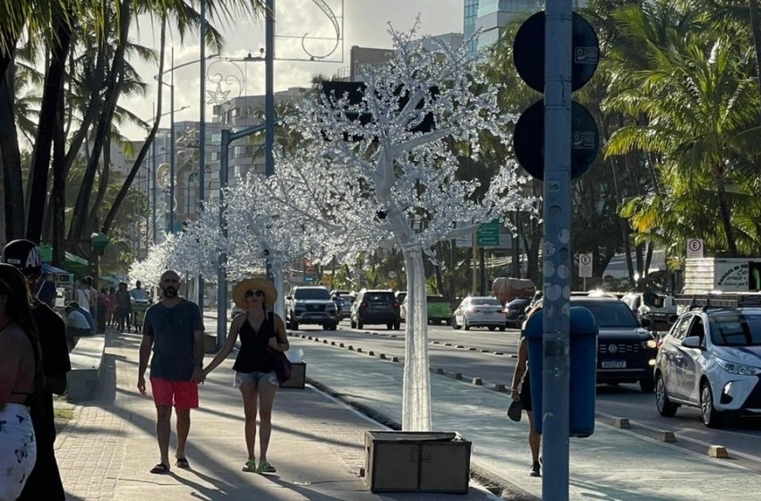 Orla marítima de Maceió começa a receber árvores natalinas
