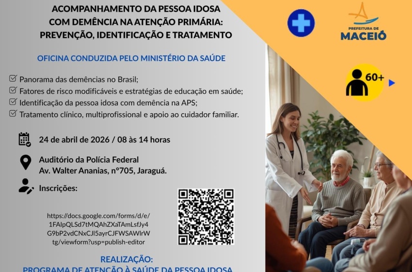 Saúde abre inscrições para oficina sobre acompanhamento da pessoa idosa com demência