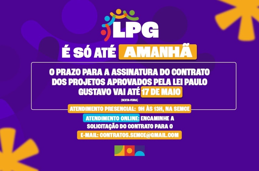 Prazo para assinatura do termo da Lei Paulo Gustavo termina nesta sexta-feira (17)