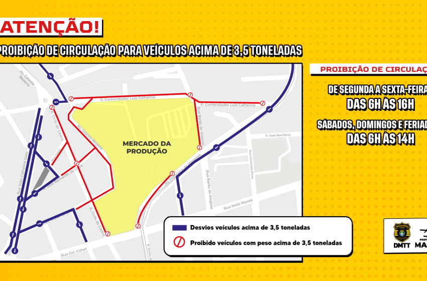 DMTT reordena circulação veículos pesados no entorno do Mercado da Produção